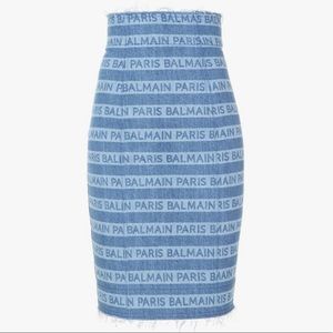 Brand new Balmain logo jean skirt